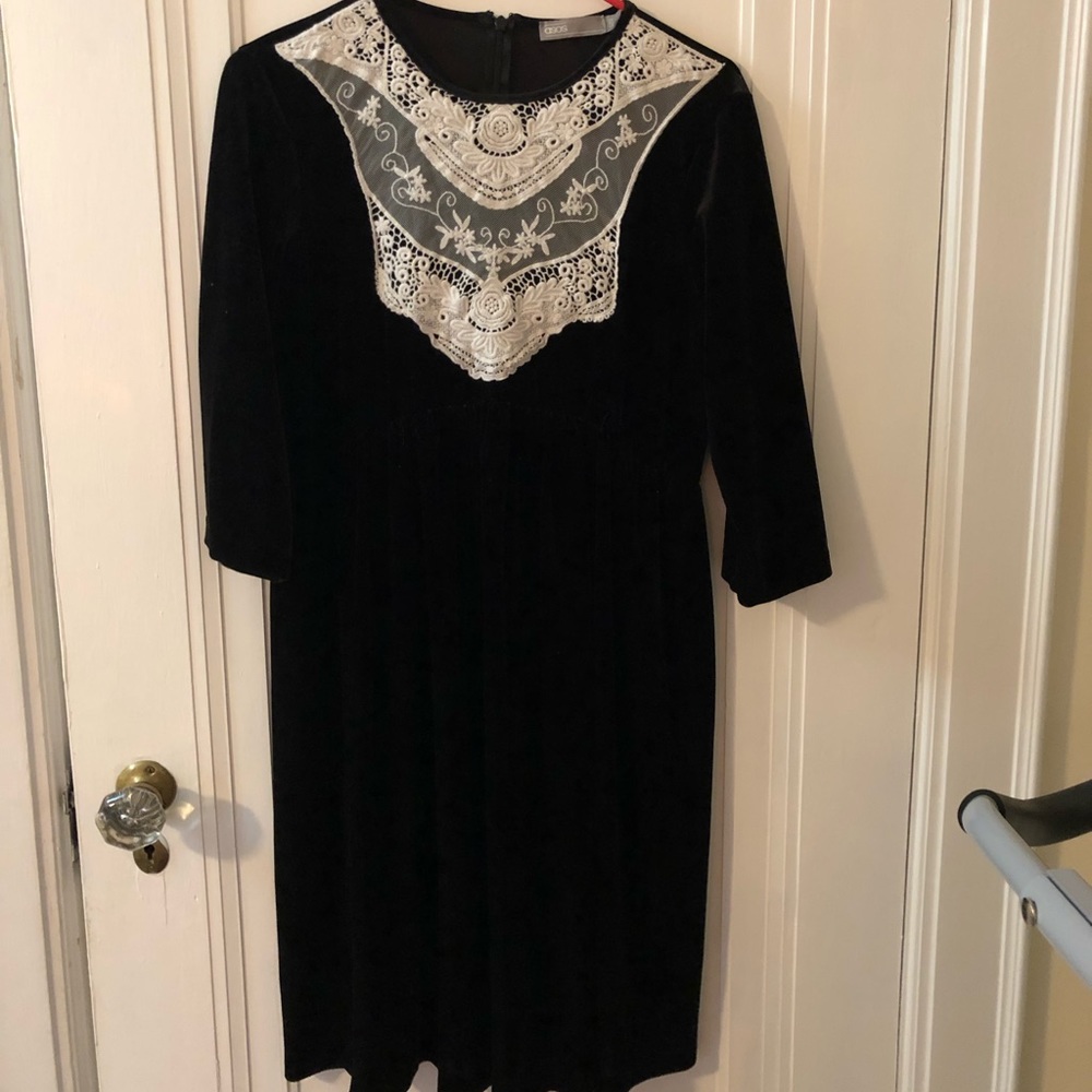ASOS maternity velvet dress with lace bib 10
